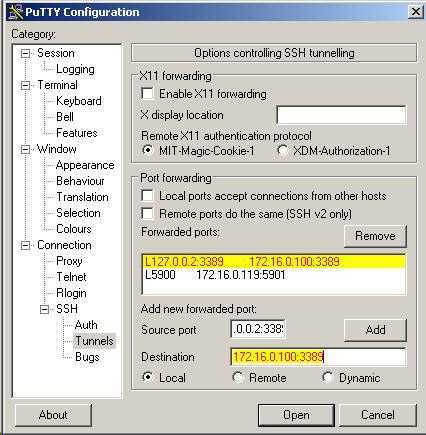 vnc through ssh windows xp